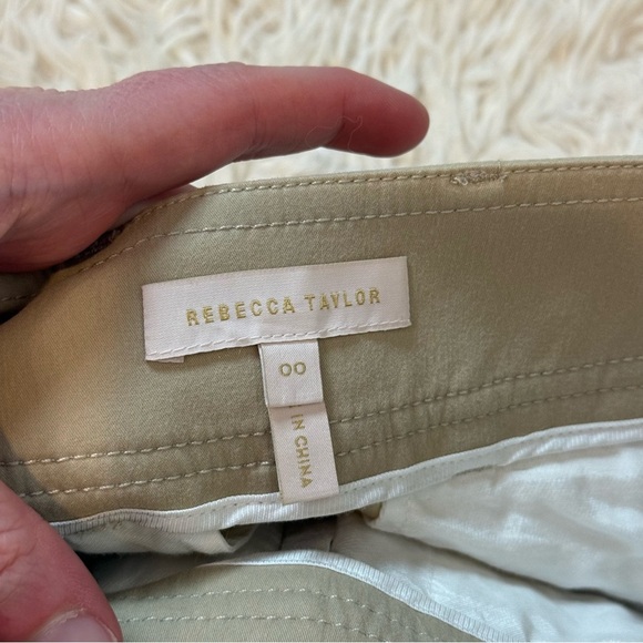 Rebecca Taylor pleated Bermuda high rise shorts pockets cotton blend SZ 00 cream - Picture 6 of 7